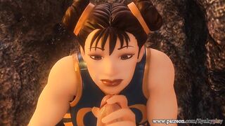 Chun Li of fortnite suck big cock whit deepthroat and squirt cum in her mouth