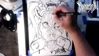 When She Manages to Fit Your Cock & Balls in Her Mouth at The Same Time - Cumshot Drawing Timelapse