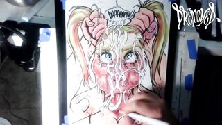 When She Manages to Fit Your Cock & Balls in Her Mouth at The Same Time - Cumshot Drawing Timelapse