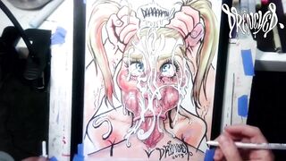 When She Manages to Fit Your Cock & Balls in Her Mouth at The Same Time - Cumshot Drawing Timelapse