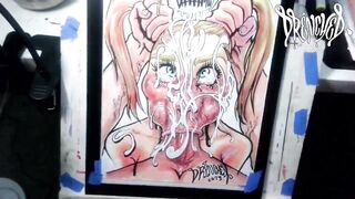 When She Manages to Fit Your Cock & Balls in Her Mouth at The Same Time - Cumshot Drawing Timelapse