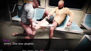 Double hard man fuck my bitch wife in train (game play)
