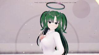 R-18 Blue Archive Yuuka - Teddy Bear - xButterflysMMD - Dark Green Hair Color Edit Smixix