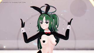 R-18 Blue Archive Yuuka - Teddy Bear - xButterflysMMD - Dark Green Hair Color Edit Smixix