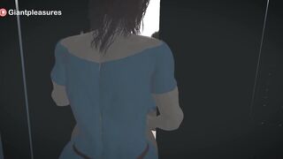 Futa Succubus Expands Woman's Breast Who is Stuck in The Elevator