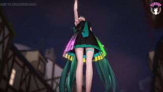 Cute Miku Dancing In Black Dress + Gradual Undressing (3D HENTAI)