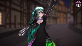 Cute Miku Dancing In Black Dress + Gradual Undressing (3D HENTAI)