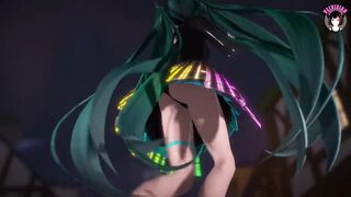 Cute Miku Dancing In Black Dress + Gradual Undressing (3D HENTAI)