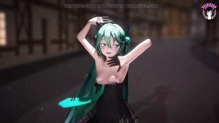 Cute Miku Dancing In Black Dress + Gradual Undressing (3D HENTAI)