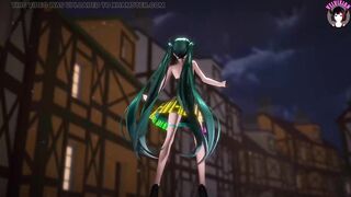 Cute Miku Dancing In Black Dress + Gradual Undressing (3D HENTAI)