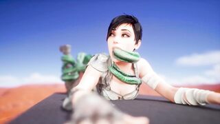 charming brunette with short hair vs. ALIEN MONSTERS | porn parody wild life