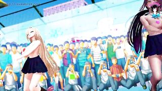 2 Huge Tits Schoolgirls Dancing + Gradual Undressing (3D HENTAI)
