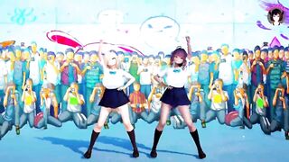 2 Huge Tits Schoolgirls Dancing + Gradual Undressing (3D HENTAI)