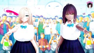 2 Huge Tits Schoolgirls Dancing + Gradual Undressing (3D HENTAI)