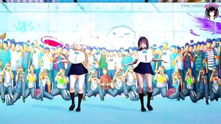 2 Huge Tits Schoolgirls Dancing + Gradual Undressing (3D HENTAI)