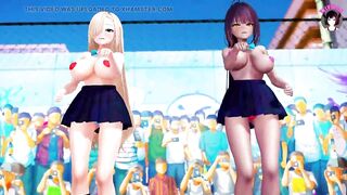 2 Huge Tits Schoolgirls Dancing + Gradual Undressing (3D HENTAI)