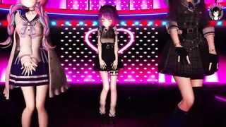 Sexy 3 Teens Dancing In Dress + Gradual Undressing (3D HENTAI)