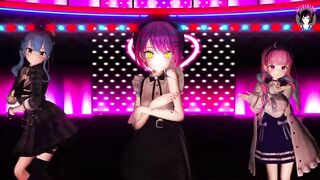 Sexy 3 Teens Dancing In Dress + Gradual Undressing (3D HENTAI)