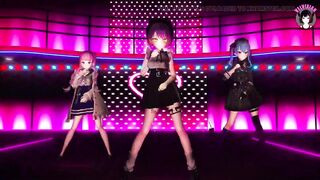 Sexy 3 Teens Dancing In Dress + Gradual Undressing (3D HENTAI)