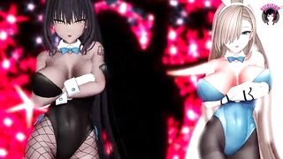 Asuna x Karin Dancing - Sexy Bunny Suit With Pantyhose (3D HENTAI)