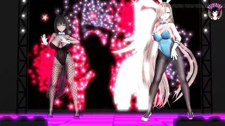 Asuna x Karin Dancing - Sexy Bunny Suit With Pantyhose (3D HENTAI)