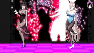 Asuna x Karin Dancing - Sexy Bunny Suit With Pantyhose (3D HENTAI)