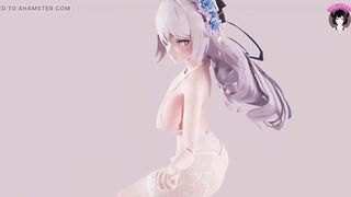 THICK Haku Hot Dance In Sexy White Lingerie - Pussy Angle (3D HENTAI)