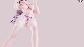 THICK Haku Hot Dance In Sexy White Lingerie - Pussy Angle (3D HENTAI)