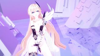 Durandal Honkai Impact 3rd Nude Dancing Hentai Thumbs Up Blonde Girl Big Boobs MMD 3D
