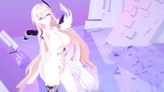 Durandal Honkai Impact 3rd Nude Dancing Hentai Thumbs Up Blonde Girl Big Boobs MMD 3D
