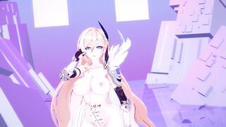 Durandal Honkai Impact 3rd Nude Dancing Hentai Thumbs Up Blonde Girl Big Boobs MMD 3D