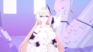 Durandal Honkai Impact 3rd Nude Dancing Hentai Thumbs Up Blonde Girl Big Boobs MMD 3D