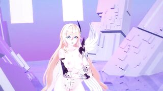 Durandal Honkai Impact 3rd Nude Dancing Hentai Thumbs Up Blonde Girl Big Boobs MMD 3D