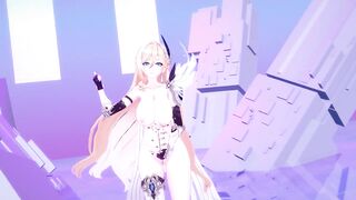 Durandal Honkai Impact 3rd Nude Dancing Hentai Thumbs Up Blonde Girl Big Boobs MMD 3D