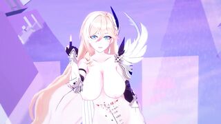 Durandal Honkai Impact 3rd Nude Dancing Hentai Thumbs Up Blonde Girl Big Boobs MMD 3D