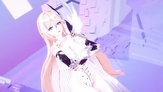 Durandal Honkai Impact 3rd Nude Dancing Hentai Thumbs Up Blonde Girl Big Boobs MMD 3D