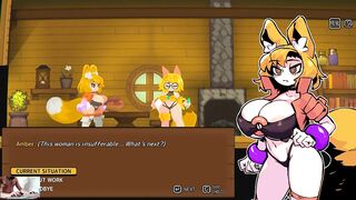 Amber's Breeding Quest - foxgirl touching herself and cumming during adventure