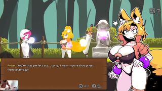 Amber's Breeding Quest - foxgirl touching herself and cumming during adventure
