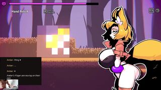 Amber's Breeding Quest - foxgirl touching herself and cumming during adventure