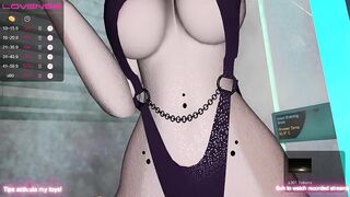 Furry getting teased in the shower with a panty vibrator