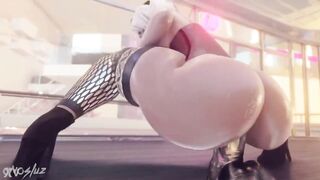 Blonde girl with big ass ride a monster jelly dildo