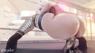 Blonde girl with big ass ride a monster jelly dildo