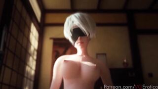Nier Automata ( 2b ) riding a cock