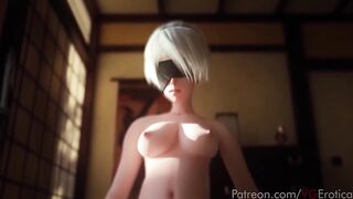 Nier Automata ( 2b ) riding a cock