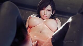 Tifa Lockharts (final fantasy ) she jerks a cock between her thighs and gets cum in her ass