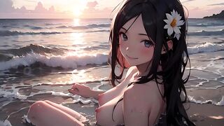 Beautiful Naked Girl in the Beach
