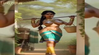 Indian village sexy girl's Ai stable transformation