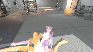 Heat anthro Furry girls lesbian tribbing pose scissoring