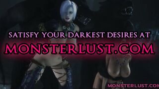 Two Slutty Teens Fucked By Big Werewolf Cock