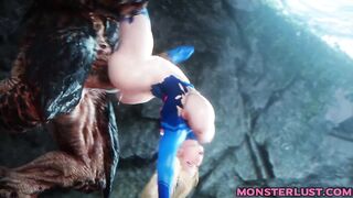 Blonde Slut Gets Her Asshole Pounded By Huge Monster - 3D Hentai